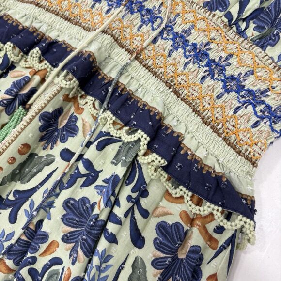 Farm Rio Dress Size Large Ocean Tapestry Midi Sleeveless Boho Anthropologie - Picture 11 of 12